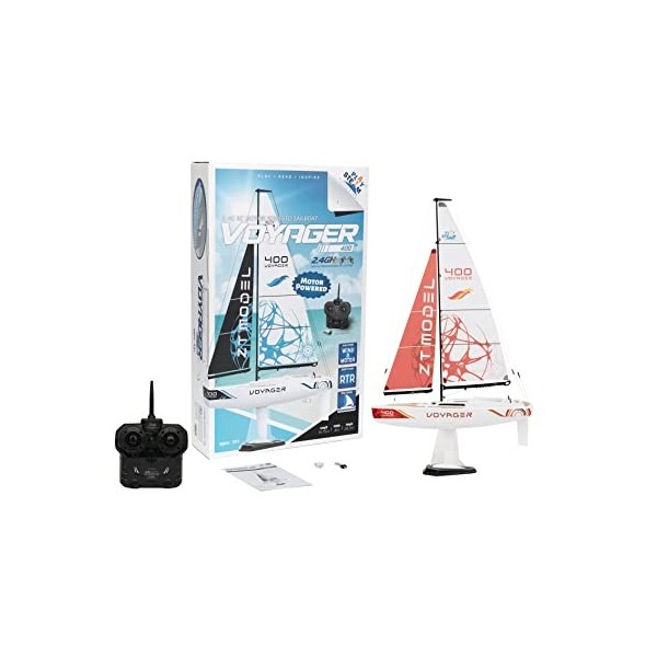 PLAYSTEM Voyager 400 RC Controlled Wind Powered Sailboat in Blue - 21" Tall