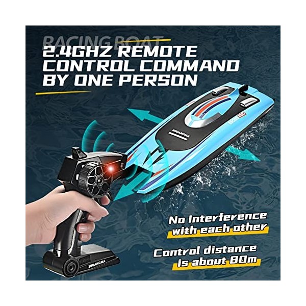 DODOOS Bateau Télécommandé, Bateau télécommandé pour piscines et Lacs, 2.4 GHz RC Ship Fast Boat with Long Life Span, Cadeaux