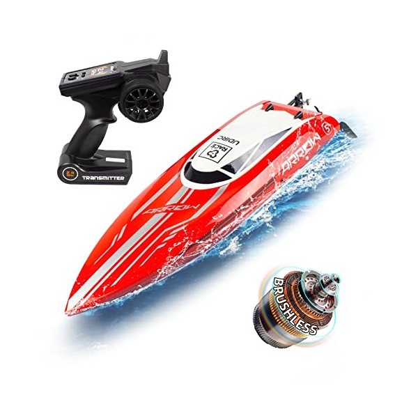 Ulifance RC Boot Brushless 48KM/H Bateau télécommandé pour enfants et adultes Rouge