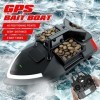 CRESEAPRODUCTS Bateaux dappât GPS à télécommande pour pêche à la carpe avec lumières LED, capacité de 12 000 mAh, portée de 