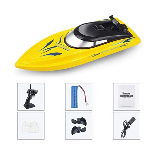 Yinuoday Bateau Télécommandé 2. Bateau Rc 4 Ghz pour Adultes Enfants Bateau Jouet à Grande Vitesse pour Piscines Étangs de La