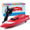 ifollower Bateau Télécommandé pour Piscines et Lacs, 15+KM 2.4Ghz Bateau Télécommandé pour Enfants avec 2 Piles Rechargeables