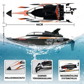 PENGBU RC Bateau Télécommande 2.4GHz Bateau Telecommandé 35 Km/H Bateau de Course à Grande Vitesse avec 2 Piles Rechargeables