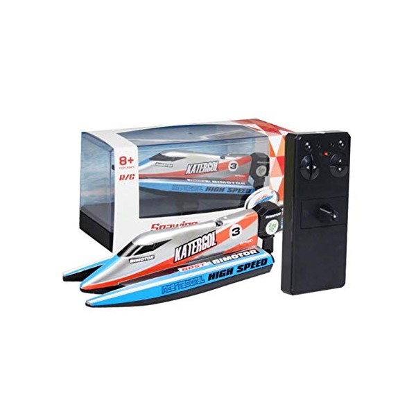 SUNGOOYUE RC 2.4GHz Télécommande 4 Canaux Mini Racing Télécommande Bateau Bateau Jouet pour Enfants Bleu 