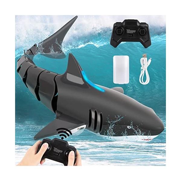 YIMORE Requin Bateau Télécommandé Jouets RC Shark Bateau Shark Toy Convient pour Piscine Station Balnéaire été électrique Hau