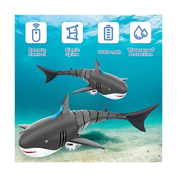 YIMORE Requin Bateau Télécommandé Jouets RC Shark Bateau Shark Toy Convient pour Piscine Station Balnéaire été électrique Hau