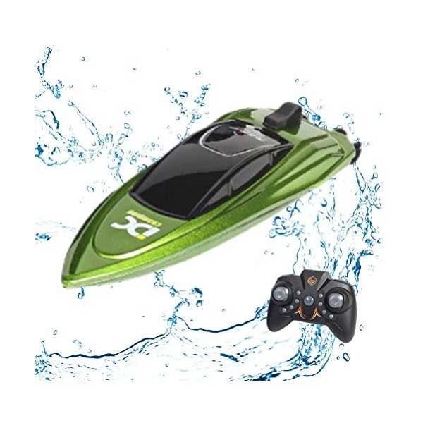 Mini bateau RC rechargeable 2,4 GHz - Bateau de course à grande vitesse - Pour enfants et adultes - Jouet deau pour piscines