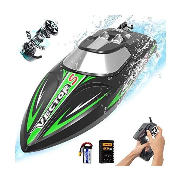 VOLANTEXRC Bateau Télécommande 2.4GHz Télécommande RC Ship 30MPH Bateau de Course à Grande Vitesse avec 1 Pile Rechargeables 