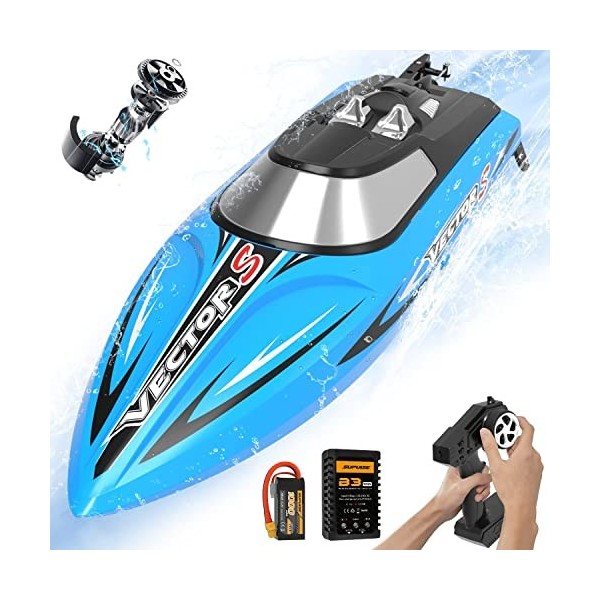 VOLANTEXRC Bateau Télécommande 2.4GHz Télécommande RC Ship 30MPH Bateau de Course à Grande Vitesse avec 1 Pile Rechargeables 