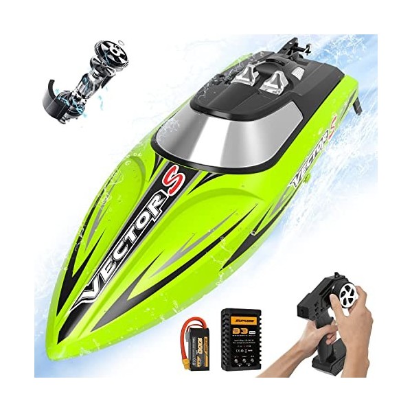 VOLANTEXRC Bateau Télécommande 2.4GHz Télécommande RC Ship 30MPH Bateau de Course à Grande Vitesse avec 1 Pile Rechargeables 