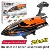 EXBONZAI Bateau télécommandé - 2,4 GHz - 25 km/h - Haute vitesse - RTR - Pour piscines et lacs - Cadeau pour enfants et adult