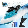 Tecnock Bateau télécommandé pour Enfants, RC Bateau Jet Ski 50 Min Longue durée de Fonctionnement, Bateau à Moteur avec Deux 