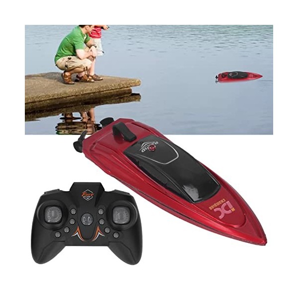 Pssopp Bateau TéLéCommandé, Jouet de Bateau TéLéCommandé Sensible USB Haute Vitesse pour Creek pour Enfants Rouge 