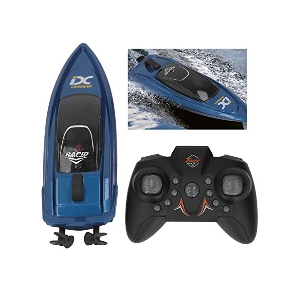 Pssopp Bateau TéLéCommandé, Jouet de Bateau TéLéCommandé Sensible USB Haute Vitesse pour Creek pour Enfants Bleu 