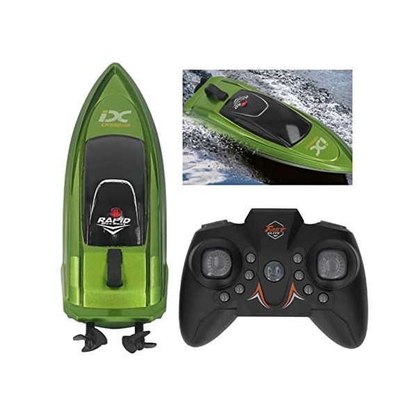 Pssopp Bateau TéLéCommandé, Jouet de Bateau TéLéCommandé Sensible USB Haute Vitesse pour Creek pour Enfants Vert 