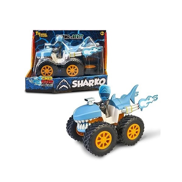 Swap Riders - Quad SHARKO, véhicule Jouet en Forme de Requin, avec 1 Figurine dun Rider, Plus de 12 pièces interchangeables,