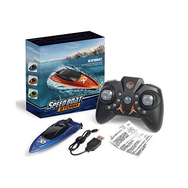 Edinber Bateau télécommandé, RC Bateau Vitesse Rapide 2.4 GHZ Bateaux de Course USB Rechargeable Bateau de Télécommande/Pour 