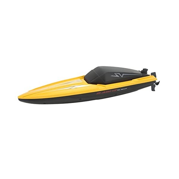 Dilwe Bateau de Course RC, 2.4Ghz High Speed ​​RC Racing Boat Simulation Speedboat Télécommandé pour Plus de 14 Ans Jaune 