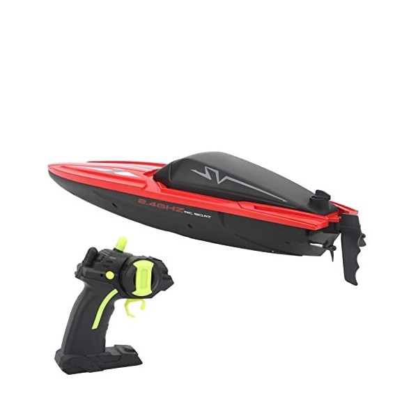 Dilwe Bateau de Course RC, 2.4Ghz High Speed ​​RC Racing Boat Simulation Speedboat Télécommandé pour Plus de 14 Ans Jaune 