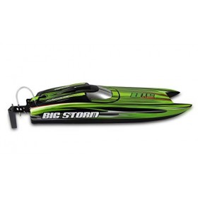 Amewi 26077 Big Storm Catamaran de Course Brushless 740 mm ARTR, Bateau télécommandé, jusquà 65 km/h, Vert/Noir