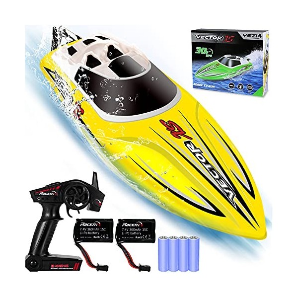 YEZI Bateau télécommandé pour piscines et lacs, bateau télécommandé Venom Fast RC pour enfants et adultes, bateau télécommand