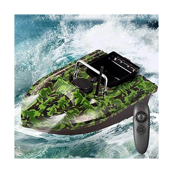 Bateau dappât de pêche télécommandé RC 500 m - Bateau dappât de pêche couleur camouflage - 1,5 kg - Charge pour la pêche