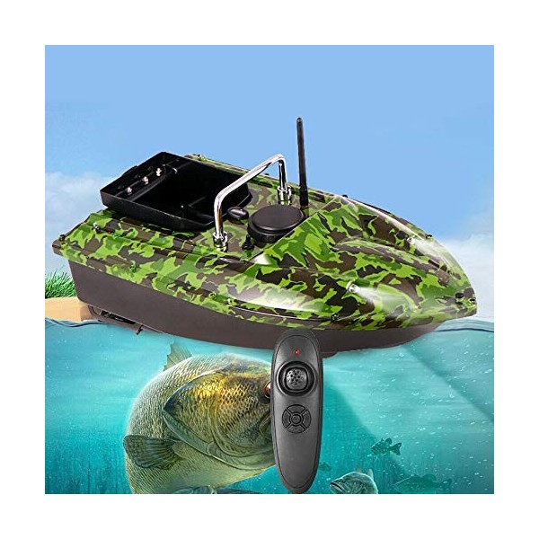 Bateau dappât de pêche télécommandé RC 500 m - Bateau dappât de pêche couleur camouflage - 1,5 kg - Charge pour la pêche