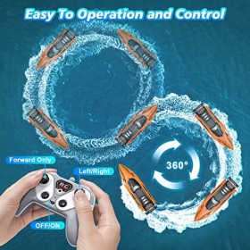 ADUNBEY Bateaux télécommandés pour enfants, bateau télécommandé haute vitesse pour piscine, lac orange 