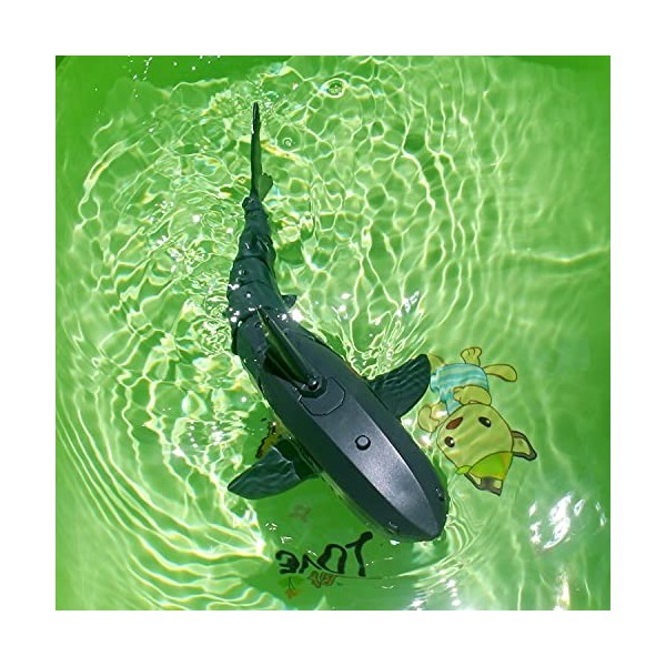 Escomdp Jouet radiocommandé avec télécommande en forme de requin - Bateau électrique - Grande taille - Animal piscine - Lac -