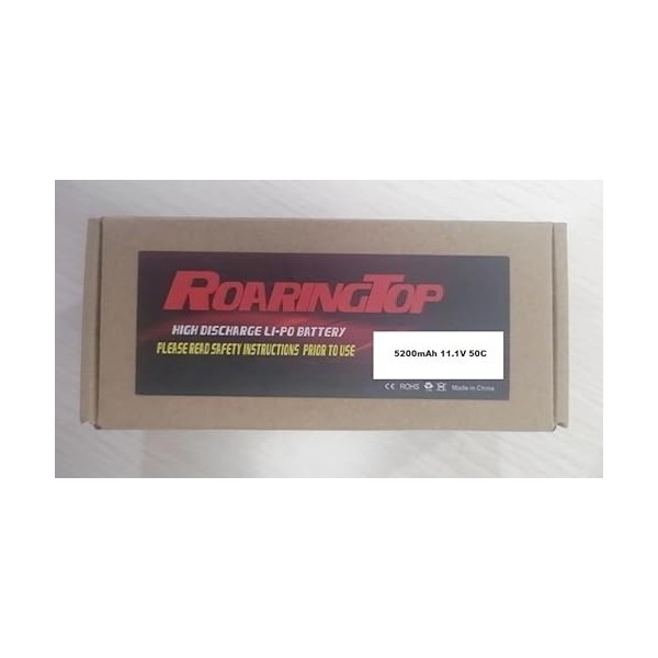 ROARINGTOP Lot de 2 batteries Lipo 3S RC 11,1 V 50 C 5200 mAh - Coque souple - Avec connecteur Deans T - Pour avion radiocomm