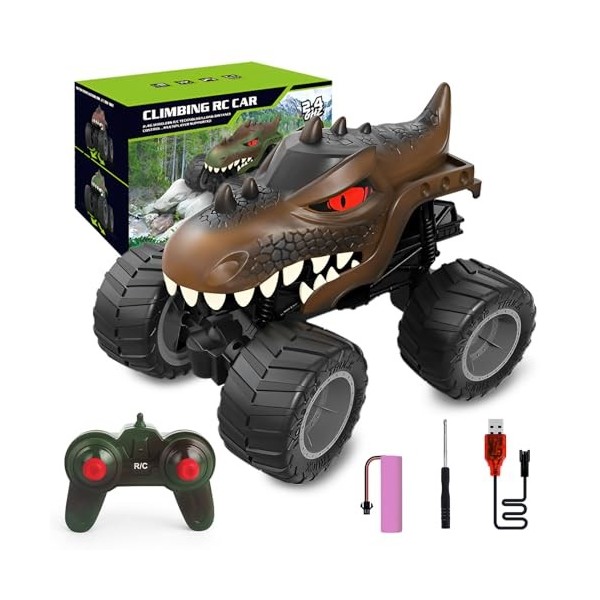 FORMIZON Dinosaure Voiture Télécommande, Voiture Télécommandé Tout Terrain 2.4GHz, Camion Monstre Télécommandé, Jouets Extéri