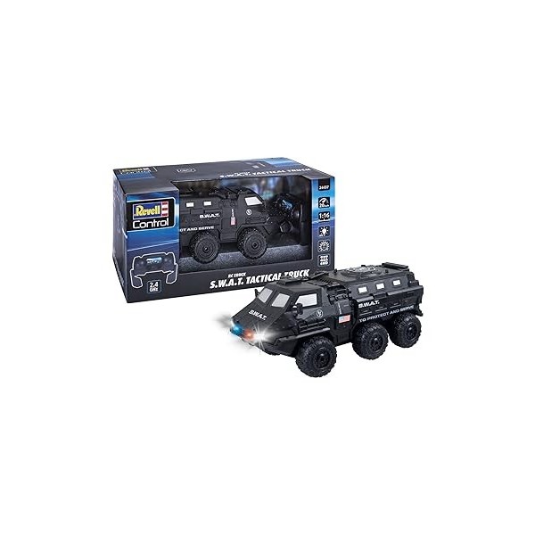 Revell Control I RC Truck S.W.A.T Tactical Truck I RC Truck télécommandé I avec éclairage avant et grands pneus en caoutchouc