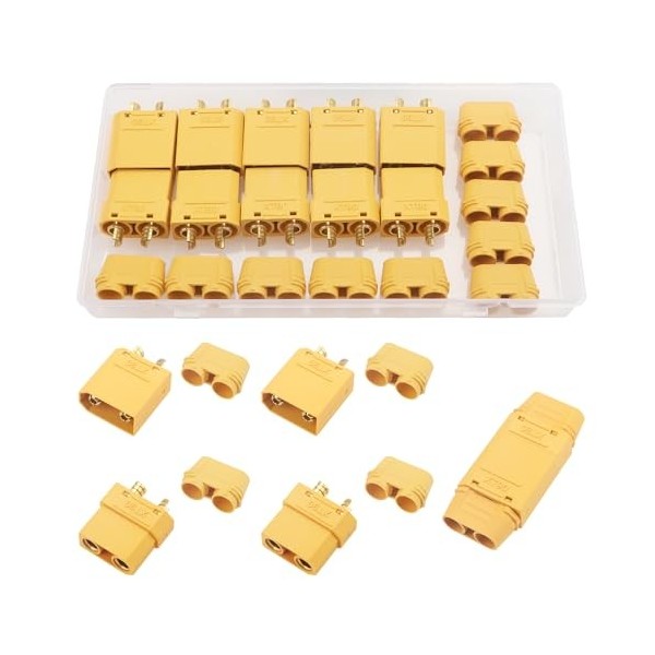 Connecteurs RC XT60 - Lot De 5 Paires Mâle/femelle + Gaines Thermorétractables - Charge Max 65A
