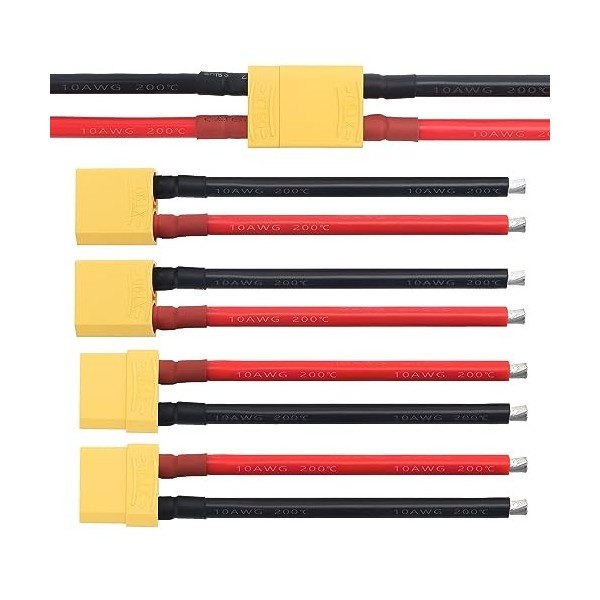 YIXISI 5 Paires XT90 Batterie Connecteur, XT90 Gaine Connecteur, XT90 Connecteur mâle et Femelle, pour RC Lipo Battery