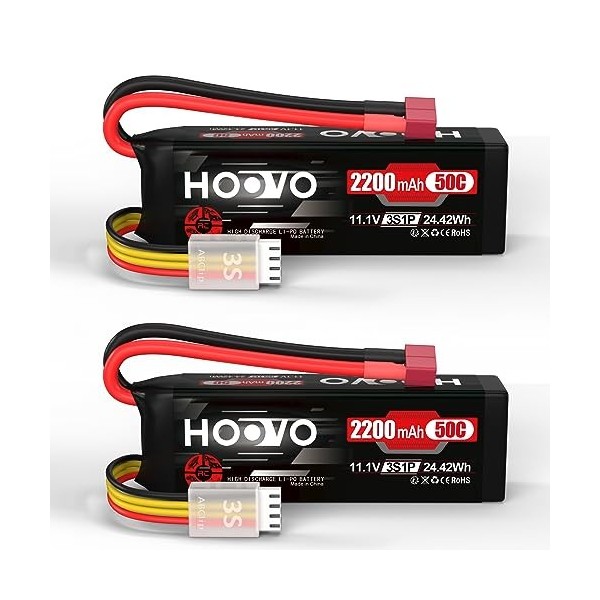 HOOVO 2200 mAh 3S Lipo11,1 V 50 C avec étui Souple Batteries Lipo avec Batterie Deans T pour Voiture RC Bateau Camion hélicop