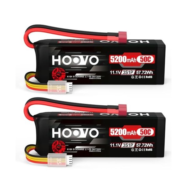 HOOVO 3S Lipo Batterie 11,1 V 5200 mAh 50C Étui Souple RC Lipo Batterie avec Prise Deans T pour Avion RC Quadcopter RC Avion 