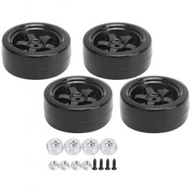 RiToEasysports 4 pièces pneus en Caoutchouc RC 63mm pneus de dérive antidérapants Jantes de Roue compatibles avec WPL D12 1/1