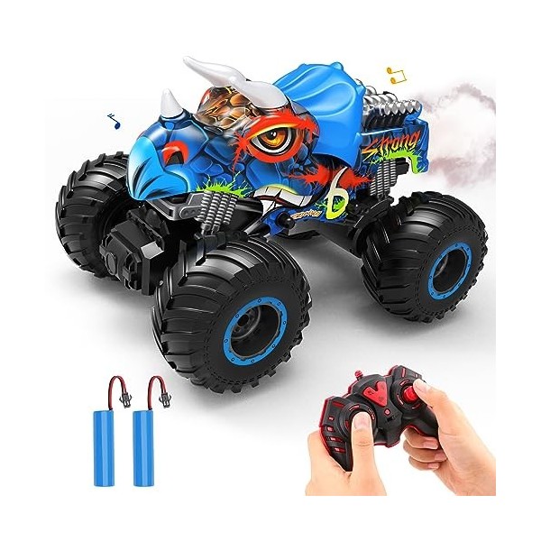 NEXBOX Dinosaure Télécommandé MonsterTruck Offroad - Rc Dino Triceratops Monster Truck, Remote Controlled Car with Remote Con