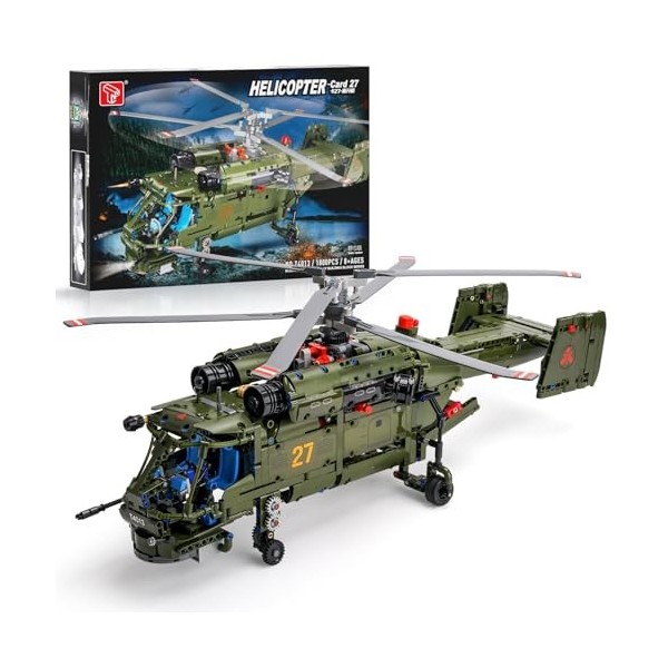 URGEAR Technic Ka-27 Kit de Construction dHélicoptère Militaire - Modèle davion de Collection pour Adultes, Compatible avec