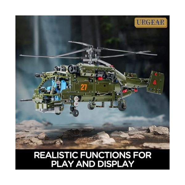 URGEAR Technic Ka-27 Kit de Construction dHélicoptère Militaire - Modèle davion de Collection pour Adultes, Compatible avec