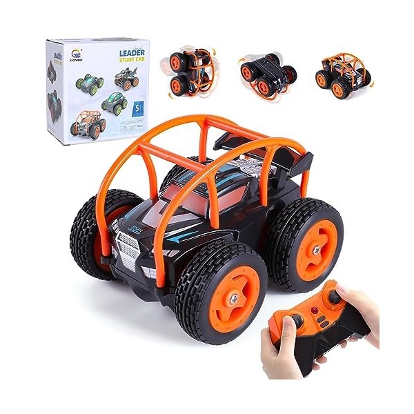 Thedttoy Mini voiture télécommandée pour garçon fille 2,4 GHz RC Stunt Auto 360 ° Flips, 4WD Monster Truck 5 canaux Offroad V