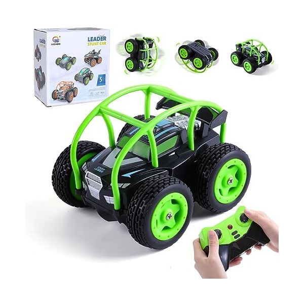 Thedttoy Mini voiture télécommandée pour garçon fille 2,4 GHz RC Stunt Auto 360 ° Flips, 4WD Monster Truck 5 canaux Offroad V