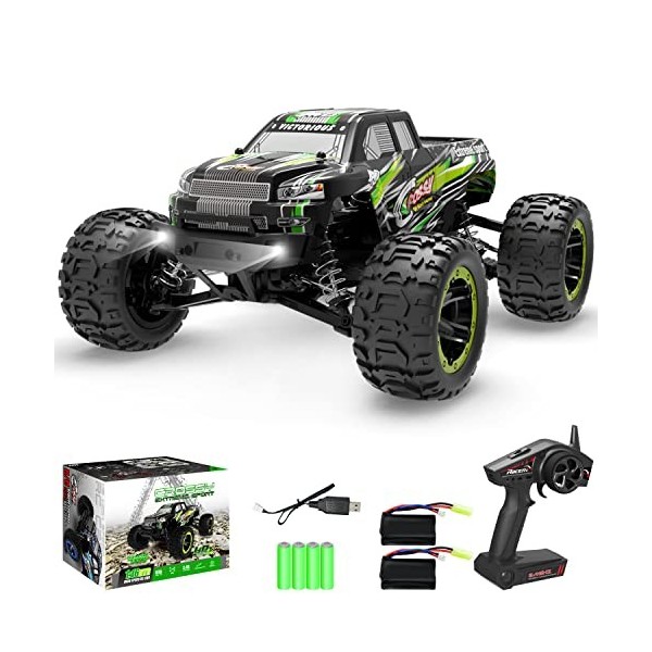 RACENT Voiture télécommandée 4WD Offroad RC Voiture 45 km/h 1:16 Véhicule Tout-Terrain 2 Batteries 40 Minutes Télécommande 2,