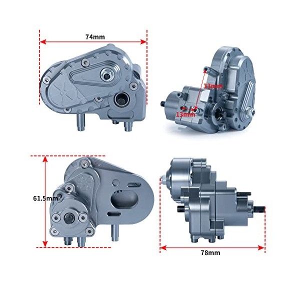 Runup Boîtier de transmission en aluminium avec boîte de vitesses pour 1/10 Axial SCX10-AXI03004 Capra RC Auto Upgrade Pièces