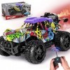 VATOS Voiture télécommandée - 1:16 Graffiti RC Voiture Monster Truck avec lumière LED et spray | Véhicules RC Offroad RC Voit