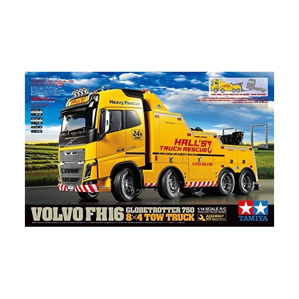 Tamiya TAMIYA-56362 Volvo Lkw 1:14 RC FH16 Remorqueuse 8 x 4, kit à Assembler, radiocommandable, Camion, Jouet de Constructio