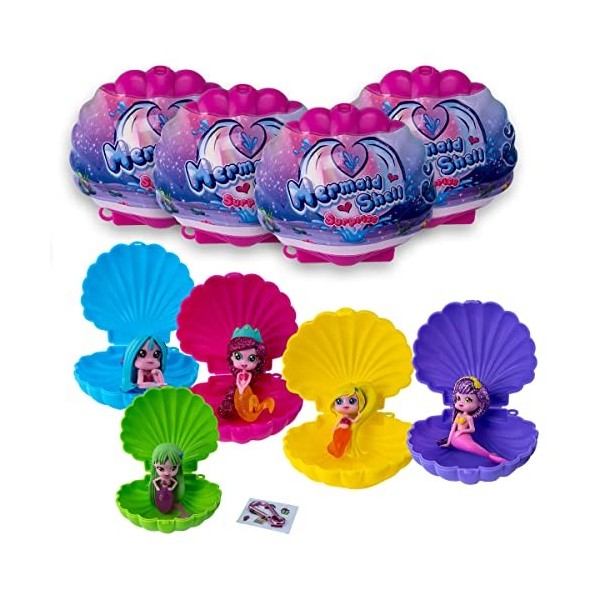 Sbabam Mermaid Shell Surprise, Jeux pour Enfants Kiosques de Kiosque, Jouets de Sirènes, Petits Bonhomme en Caoutchouc, Pack 