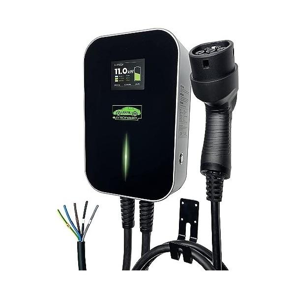 ANFIL Station de Charge Triphasée pour Véhicules Électriques - Chargeur aux Normes EU de 16A, 11kW IEC 62196-2 - Câble de Cha