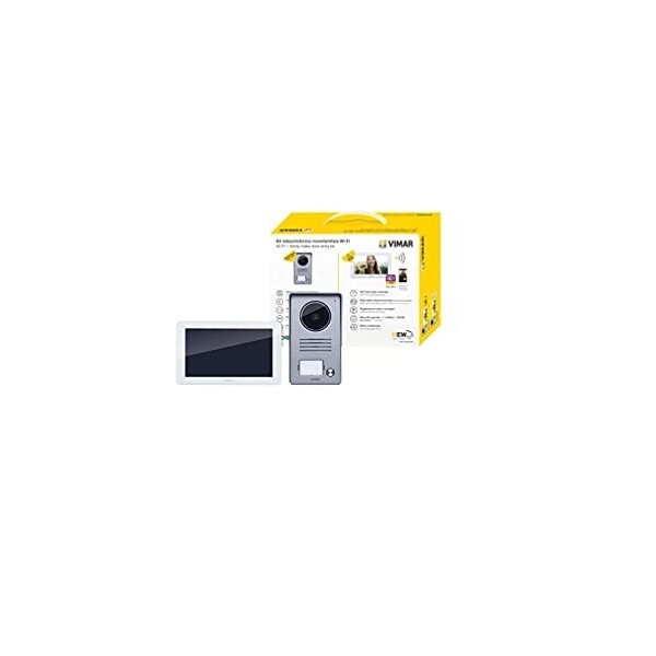 VIMAR K40955 Kit visiophone Famille pour Pose en saillie, avec: interphone connecté, Platine de Rue à 1 Boutons, Alimentation