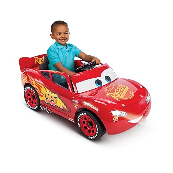 Huffy Voiture électrique pour Enfants Disney Lightning McQueen, Voiture motorisée 6v Flash McQueen Rouge.